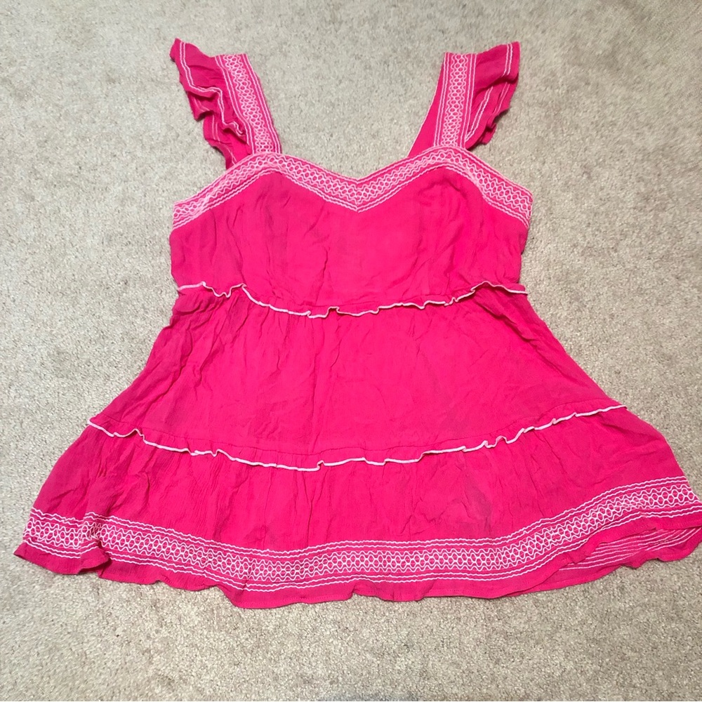 Torrid NWT Pink Ruffle Baby Doll Top women’s size 1X 14-16